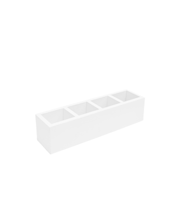 Veranstalter mit vier Massivholzabteilen in Weißton von 10x40 cm.