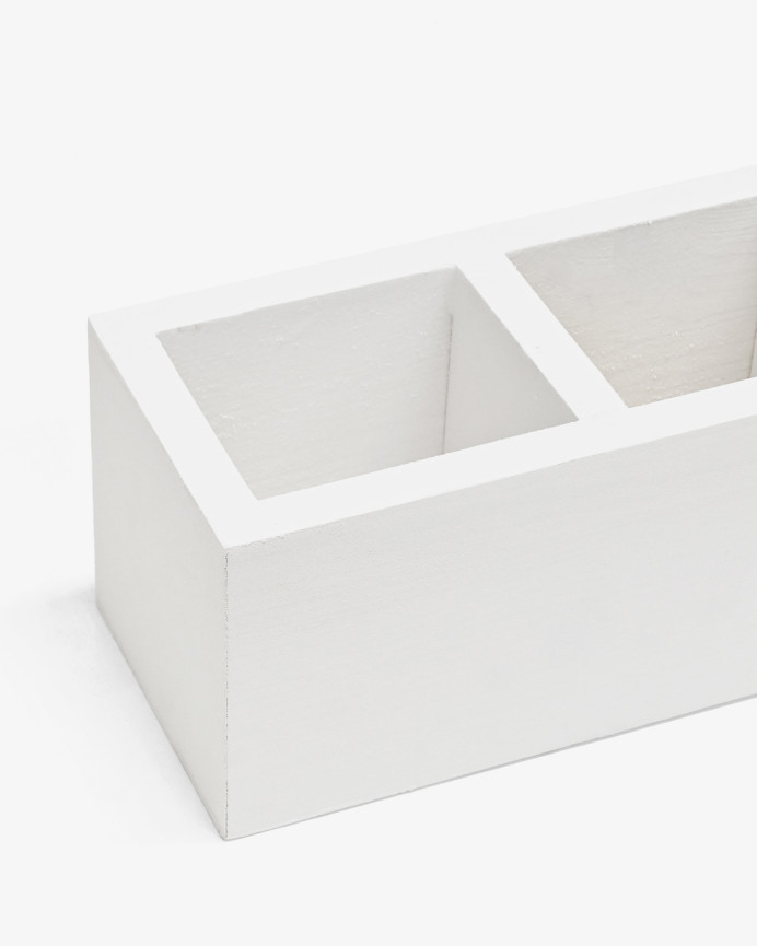 Veranstalter mit vier Massivholzabteilen in Weißton von 10x40 cm.