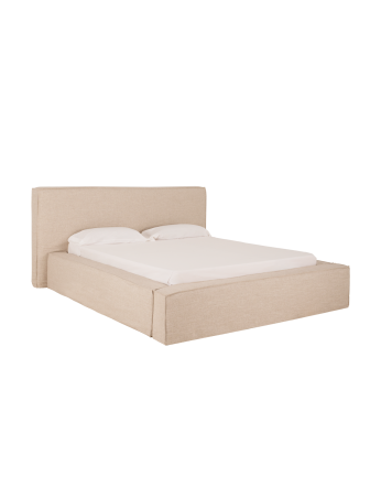 Abnehmbares Leinenbett in Beige für Matratzen in verschiedenen Größen.