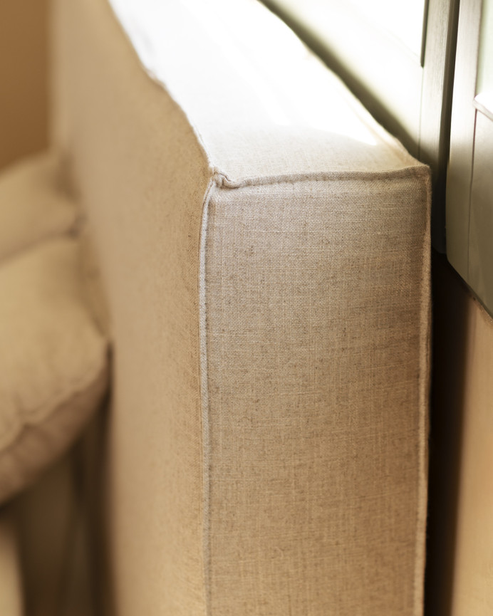 Abnehmbares Leinenbett in Beige für Matratzen in verschiedenen Größen.