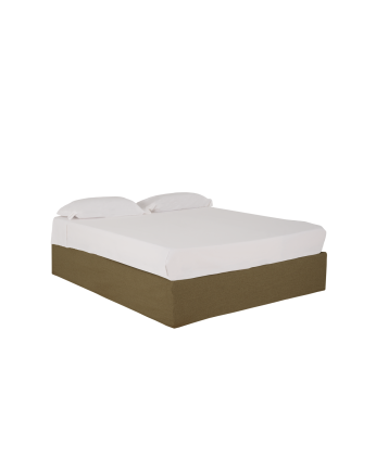 Abnehmbares Leinen-Sofa in Grün für Matratzen in verschiedenen Größen.