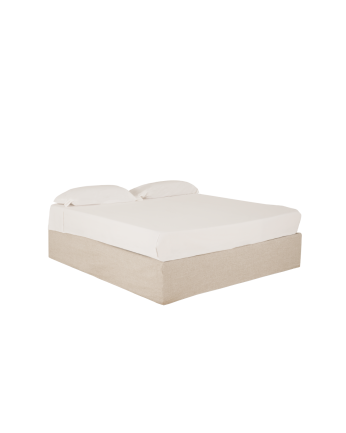 Abnehmbares Leinensofa in Beige für Matratze in verschiedenen Größen.