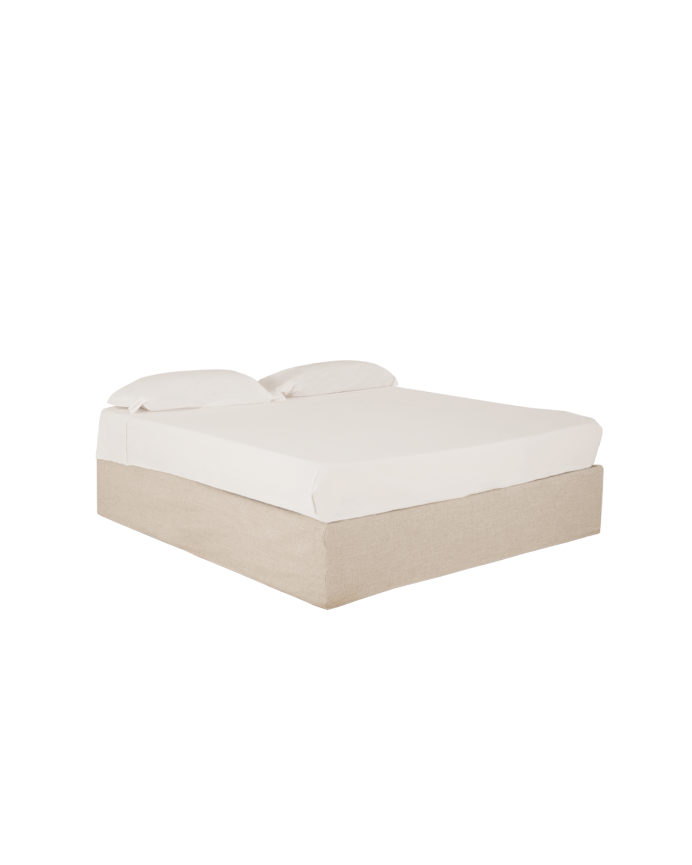 Abnehmbares Leinensofa in Beige für Matratze in verschiedenen Größen.