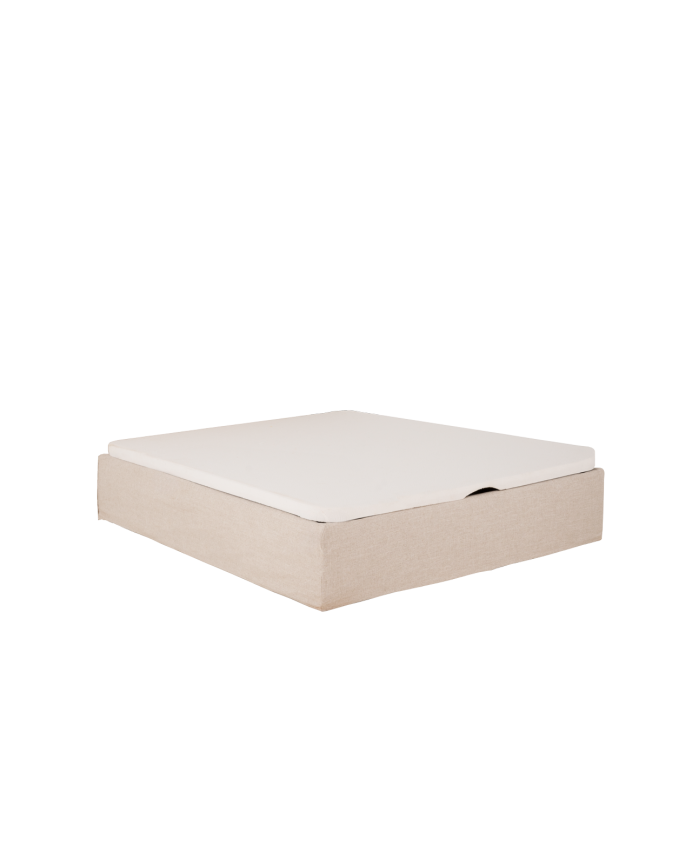 Abnehmbares Leinensofa in Beige für Matratze in verschiedenen Größen.