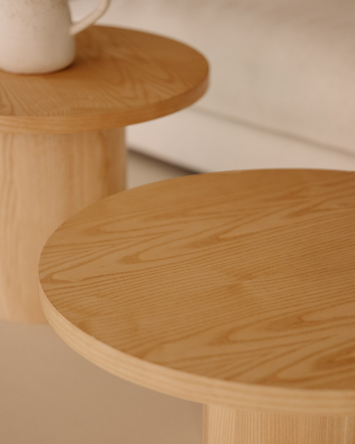 Runder Couchtisch aus Eschenholz 80x30 cm