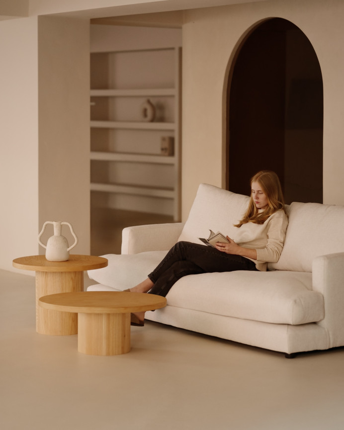 Runder Couchtisch aus Eschenholz 80x30 cm
