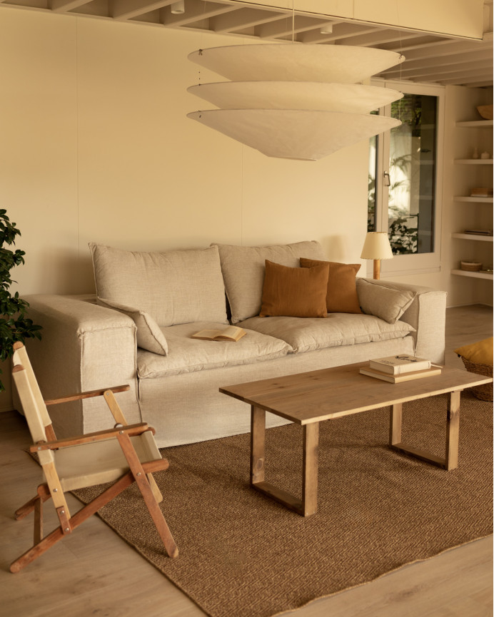 Abnehmbarer Leinensofabezug in Beige in verschiedenen Größen