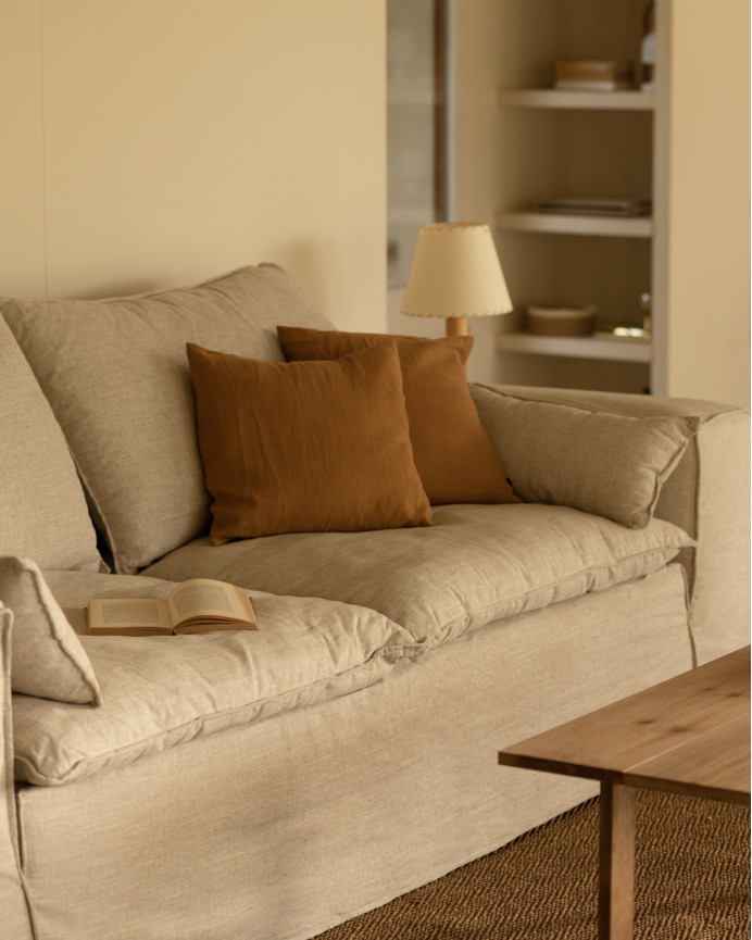 Abnehmbarer Leinensofabezug in Beige in verschiedenen Größen