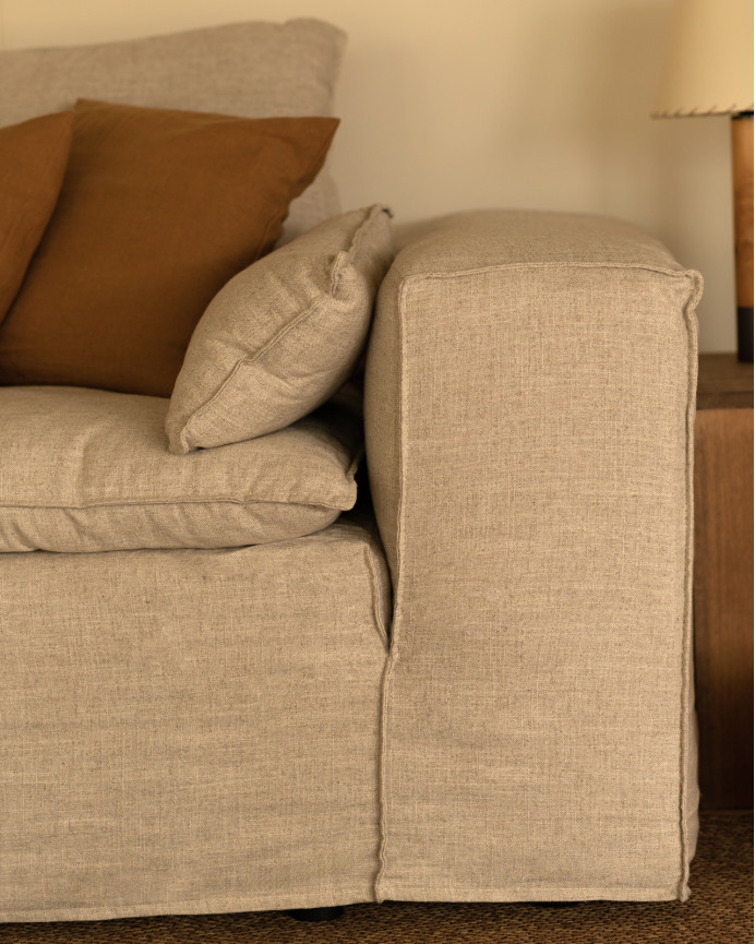 Abnehmbarer Leinensofabezug in Beige in verschiedenen Größen
