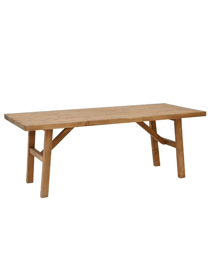 Massivholz-Couchtisch mit dunkler Eichenoptik-Oberfläche.