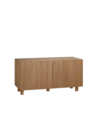 Holzvitrine aus Fichten- und Kiefernholz in mittlerem Eichenfarbton 152x42cm