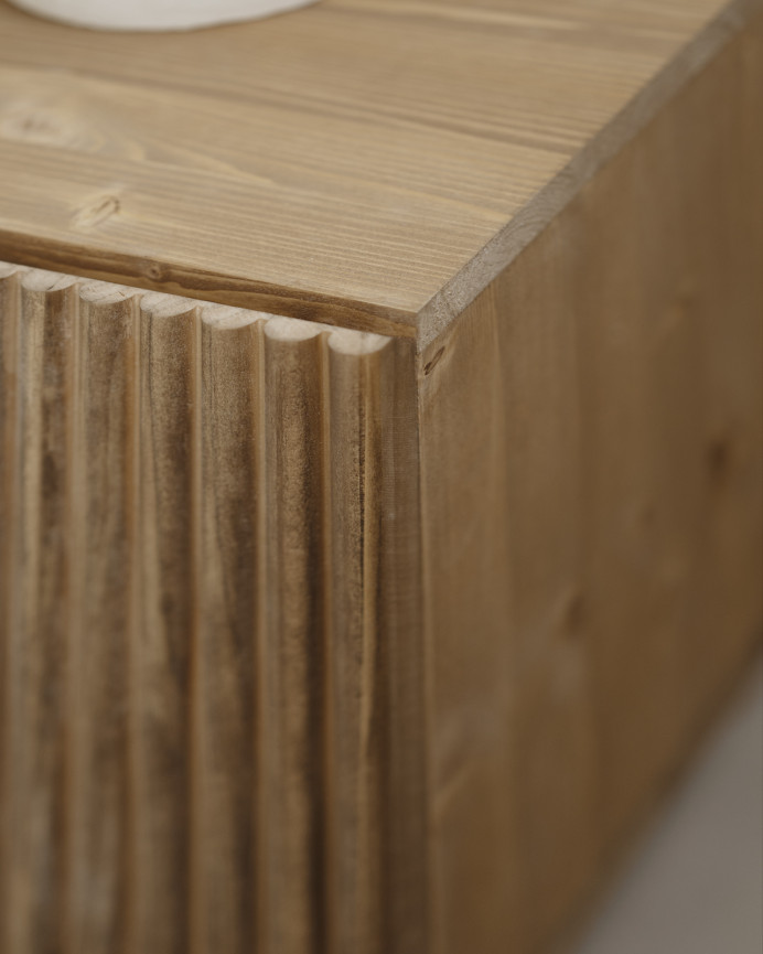 Holzvitrine aus Fichten- und Kiefernholz in mittlerem Eichenfarbton 152x42cm
