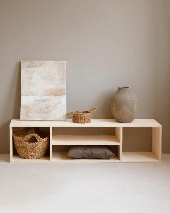 TV-Möbel aus Massivholz in natürlicher Farbe von 160x40cm.