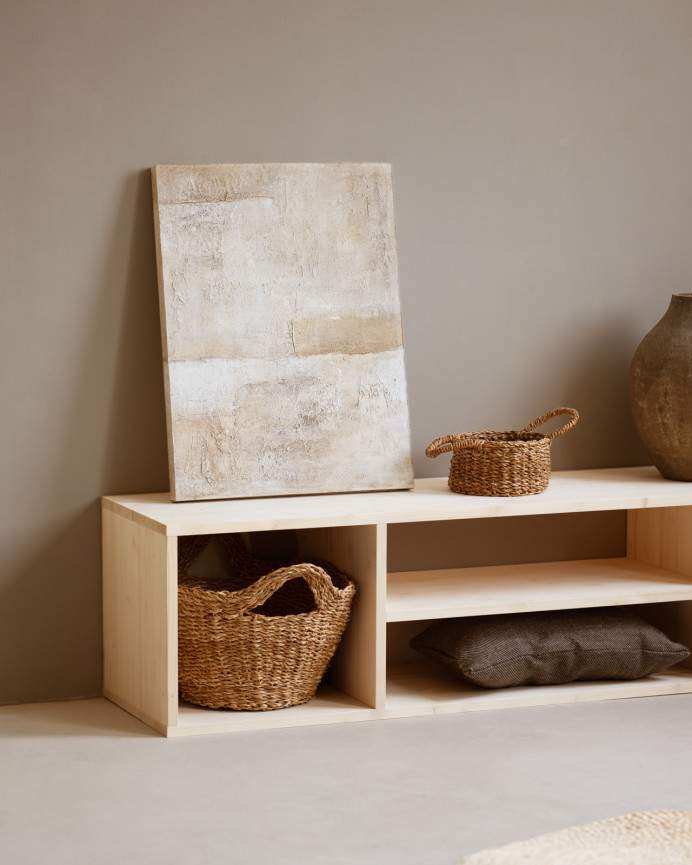 TV-Möbel aus Massivholz in natürlicher Farbe von 160x40cm.