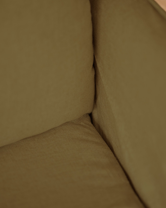 Ausziehbares Schlafsofa aus Baumwolle und Leinen, abnehmbarer Bezug in Grün, 185x95cm.