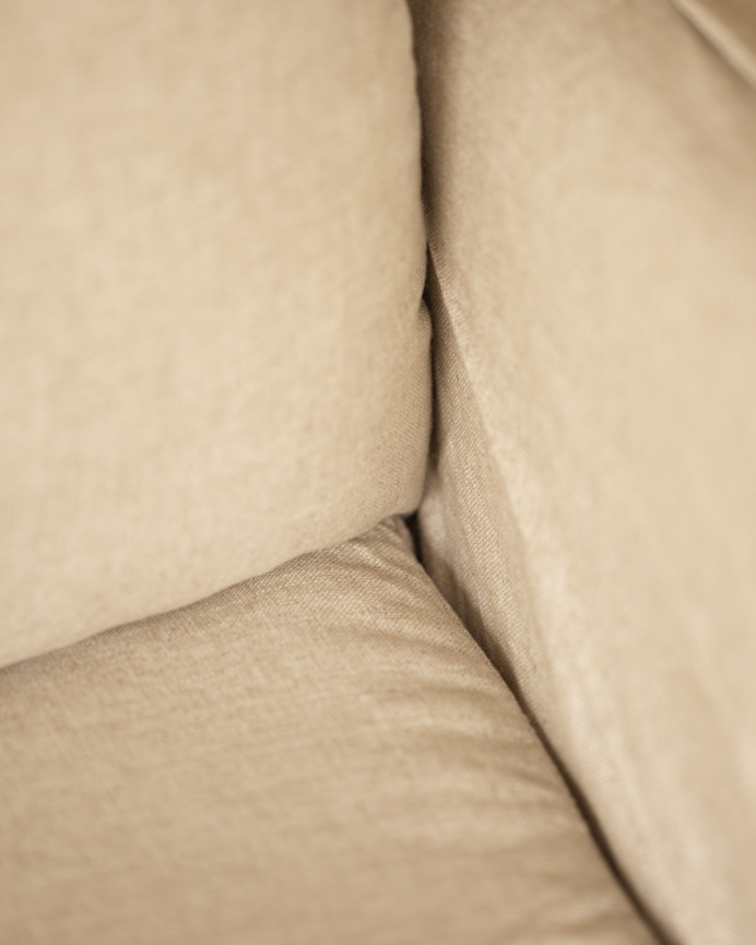 Ausziehbares Schlafsofa aus Baumwolle und Leinen in Beige, abnehmbar, 185x95cm.
