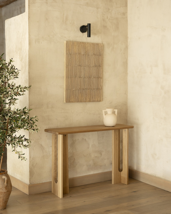 Massivholz-Konsole aus Pappelholz, 120x33cm.