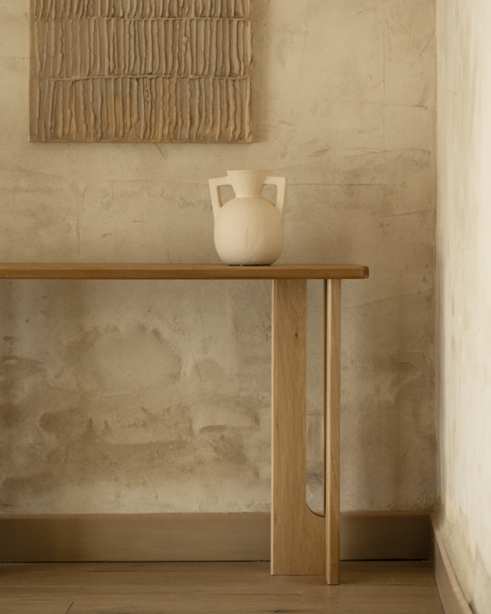 Massivholz-Konsole aus Pappelholz, 120x33cm.