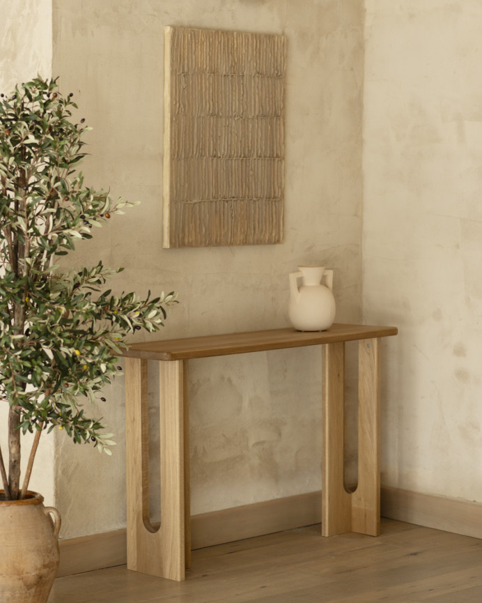 Massivholz-Konsole aus Pappelholz, 120x33cm.