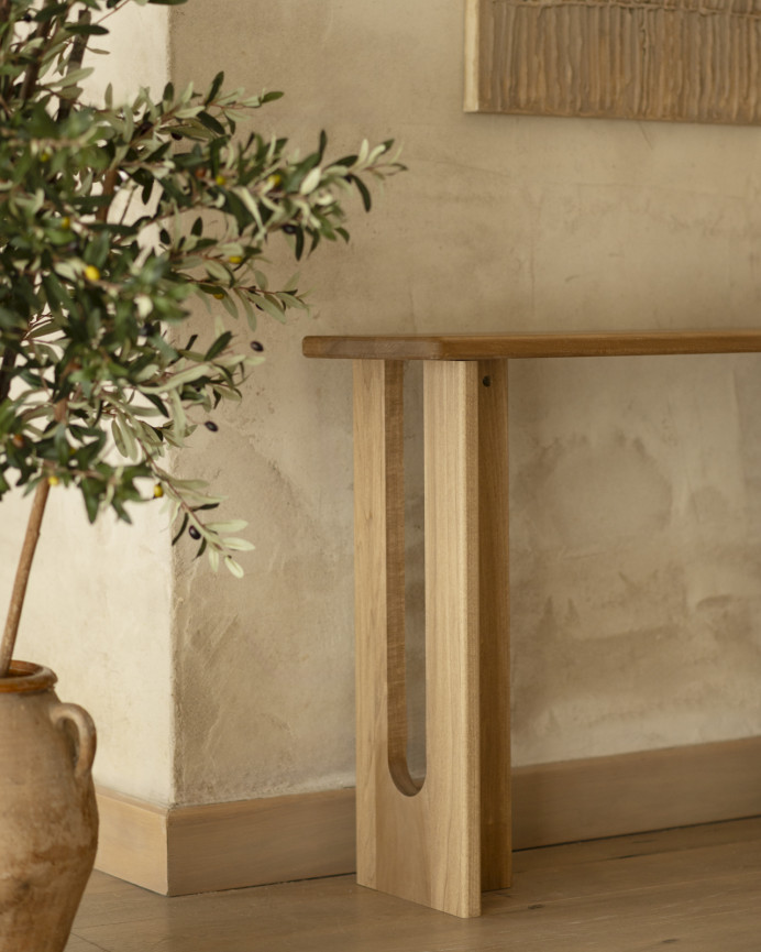 Massivholz-Konsole aus Pappelholz, 120x33cm.