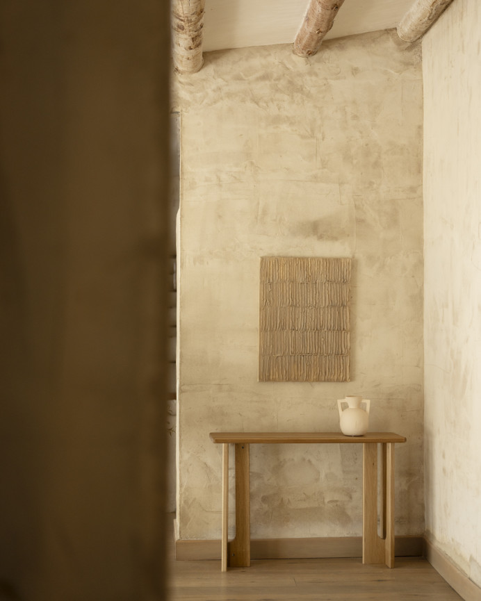 Massivholz-Konsole aus Pappelholz, 120x33cm.