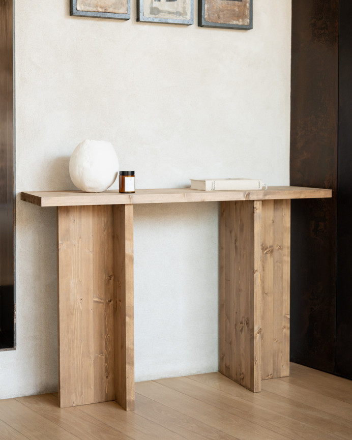 Massivholz-Konsole in dunkler Eichenfarbe, 120x80cm.