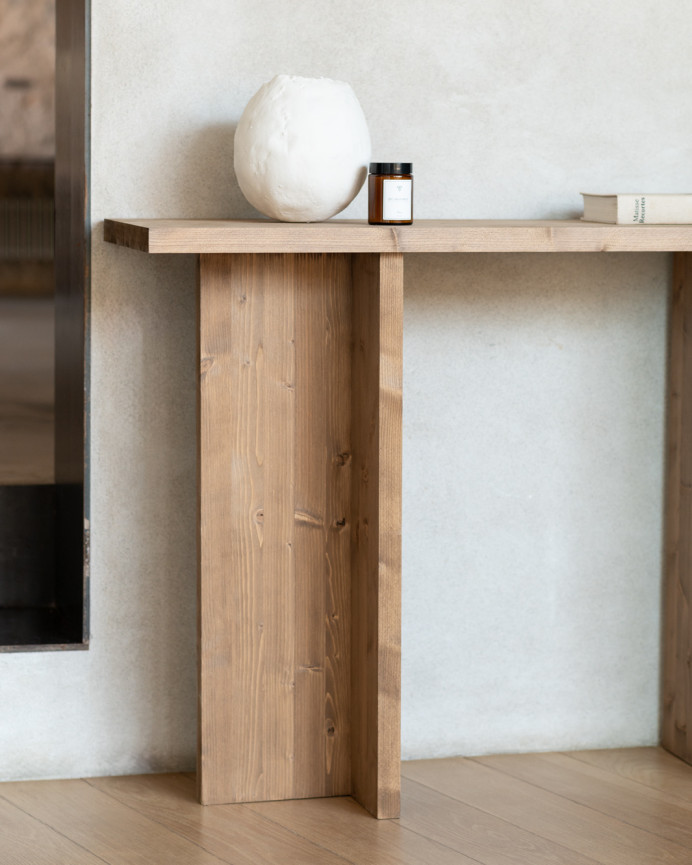 Massivholz-Konsole in dunkler Eichenfarbe, 120x80cm.