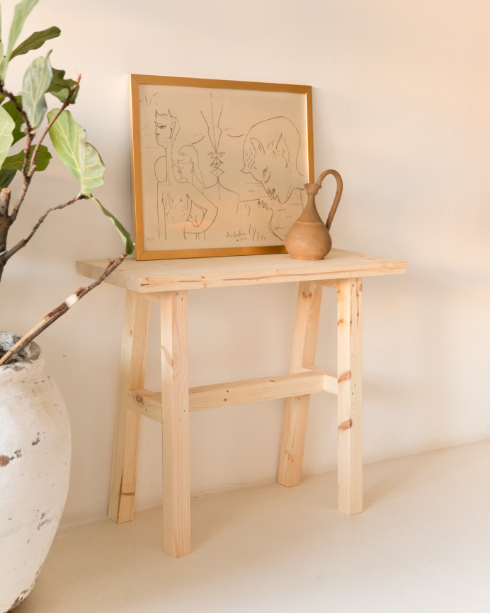 Massivholzkonsole in Naturton aus 100x80 cm