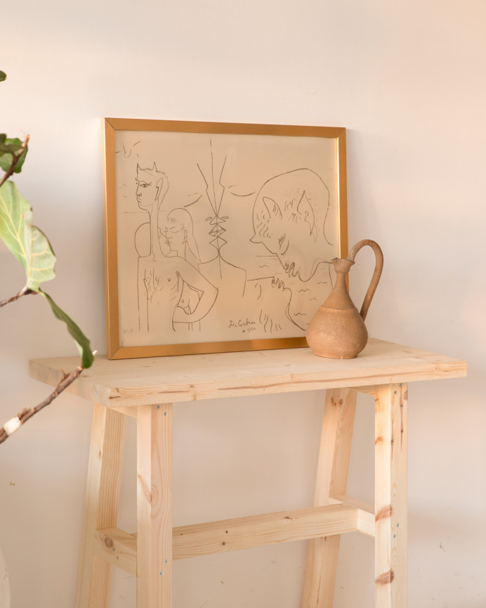Massivholzkonsole in Naturton aus 100x80 cm