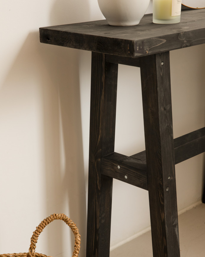 Massivholz-Konsole in Schwarz mit den Maßen 100x80cm