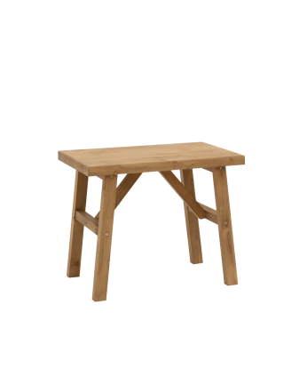 Massiver Holzhocker in dunklem Eichenton, 45x55cm.