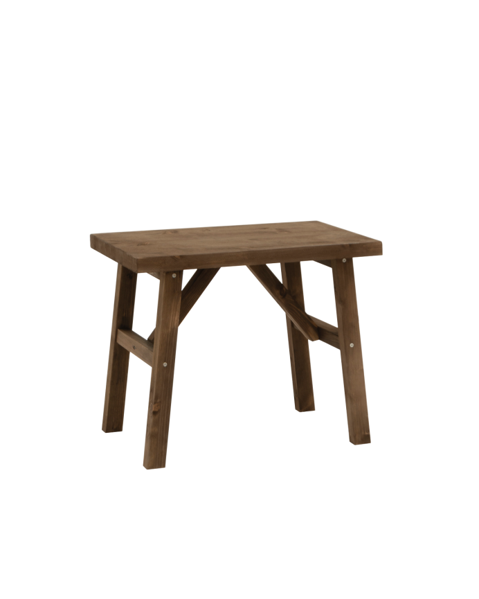 Massiver Holzhocker in Nussbaumton, 45x55cm.
