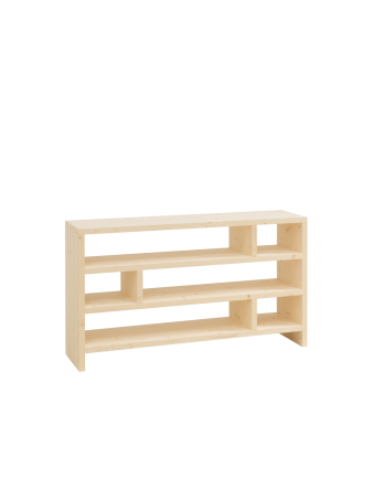 Massivholzregal in Naturtönen aus Holz, 80x140cm.