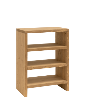 Schuhregal aus massivem Eichenholz in mittlerem Ton 80x60cm.