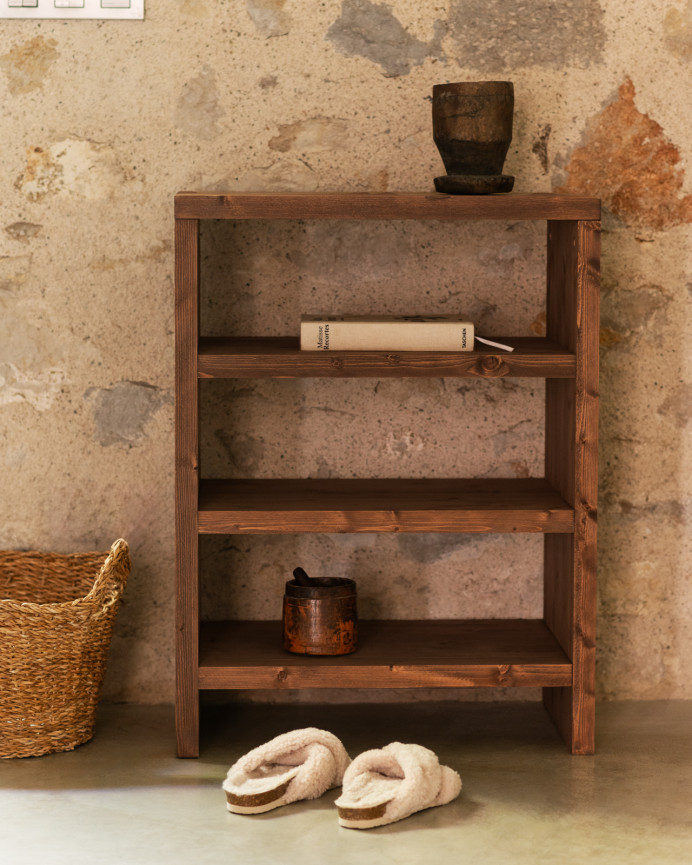 Regal aus massiver Eiche in dunkler Eichenfarbe 80x60cm.