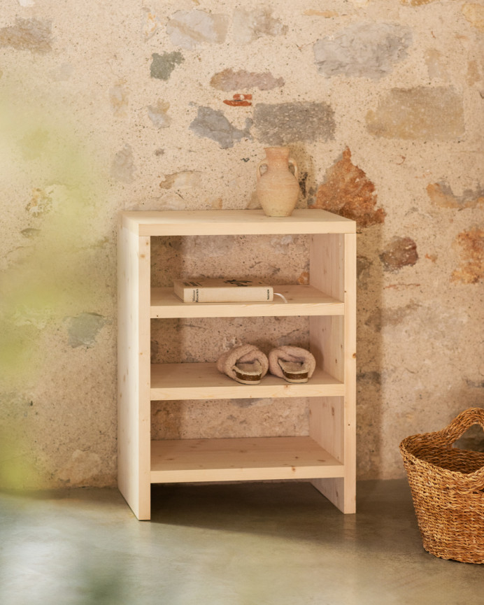Regal Schuhregal aus massivem Holz in Naturton 80x60cm
