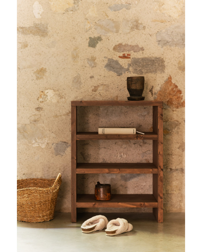 Regal aus massiver Eiche in dunkler Eichenfarbe 80x60cm.