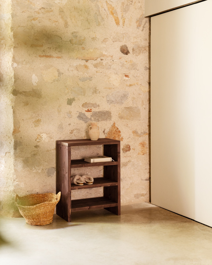 Schuhregal aus massivem Nussbaumholz 80x60cm