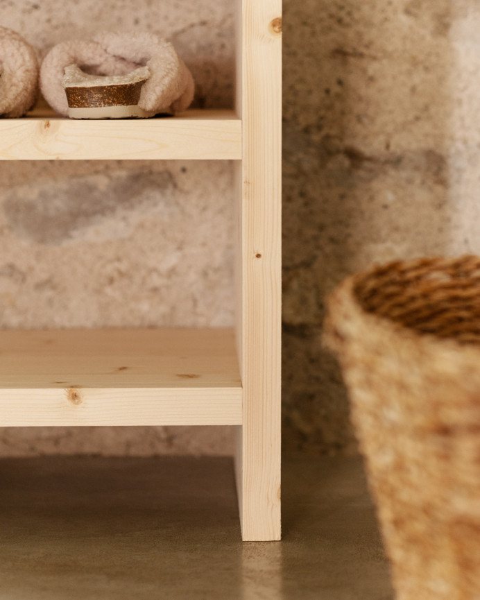 Regal Schuhregal aus massivem Holz in Naturton 80x60cm