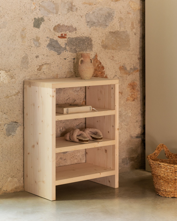 Regal Schuhregal aus massivem Holz in Naturton 80x60cm