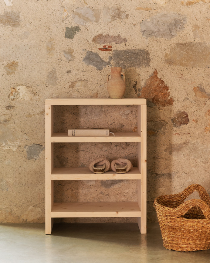 Regal Schuhregal aus massivem Holz in Naturton 80x60cm
