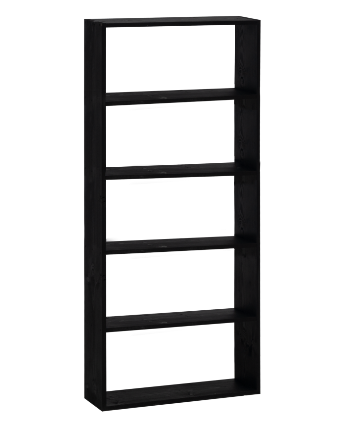 Massives Holzregal in Schwarz mit 4 Regalen