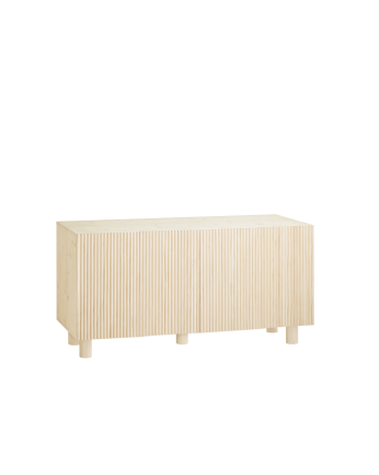 Holzvitrine aus Fichten- und Kiefernholz in Naturtönen, 152x42 cm