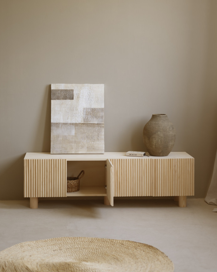 TV-Möbel aus Fichten- und Kiefernholz in natürlicher Farbe 152x42cm