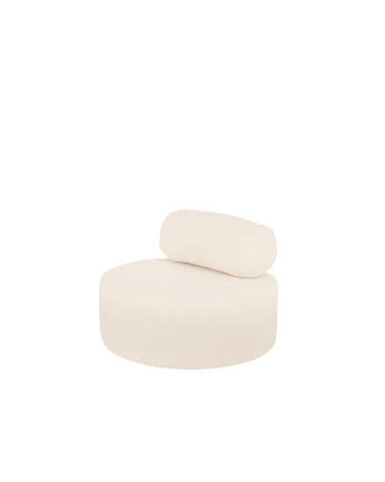 Runder Bouclé-Sessel in Weiß mit einem Durchmesser von 91x71cm.