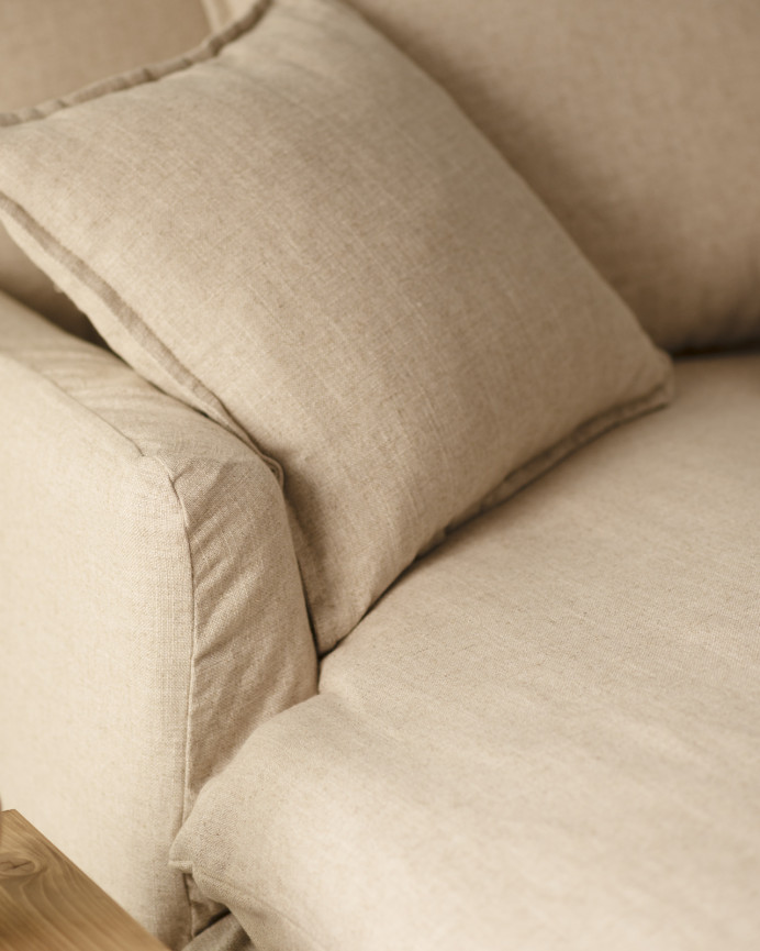 Sofa aus beige-farbenem Baumwoll- und Leinengarn in der Größe 115x170cm