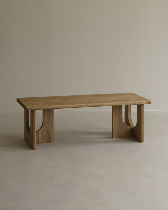 Massivholz-Couchtisch aus Pappelholz in 120x50cm.