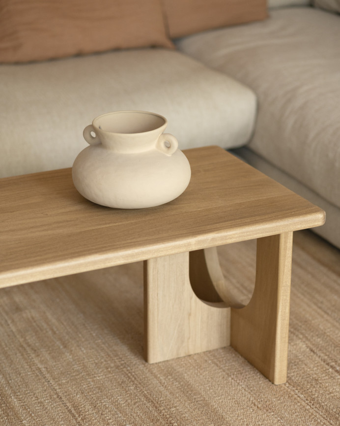 Massivholz-Couchtisch aus Pappelholz in 120x50cm.