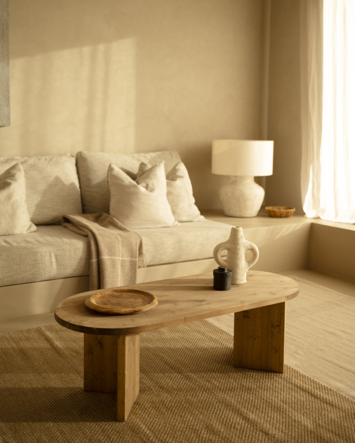 Massiver Holz-Couchtisch in dunkler Eiche, 120cm