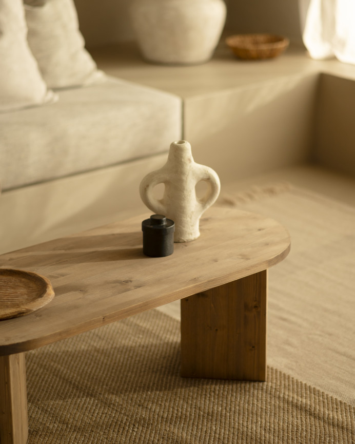 Massiver Holz-Couchtisch in dunkler Eiche, 120cm